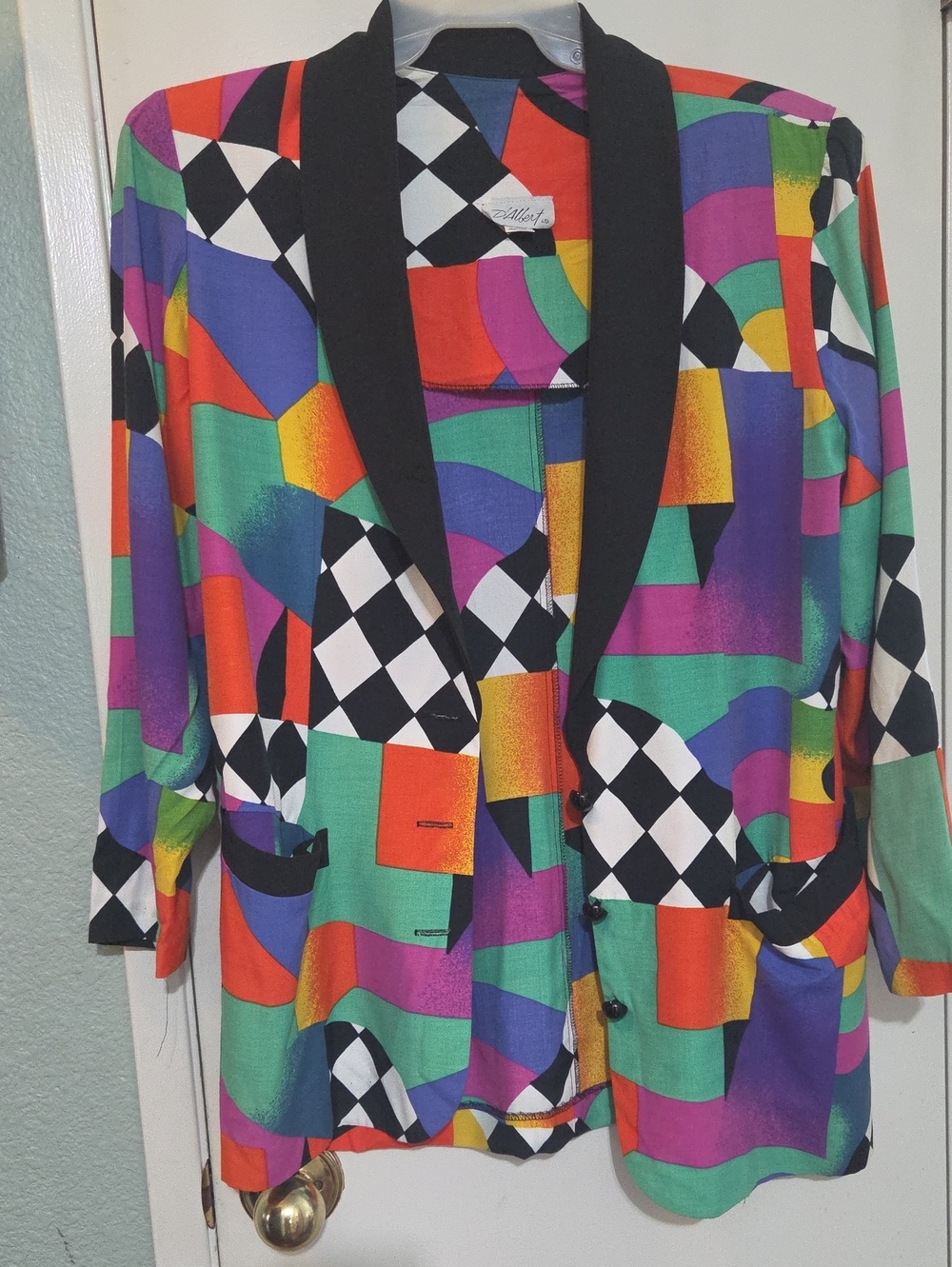 Costume | Colorblock Geometric Blazer with Black Buttons & Shawl Collar Sz 16🔥